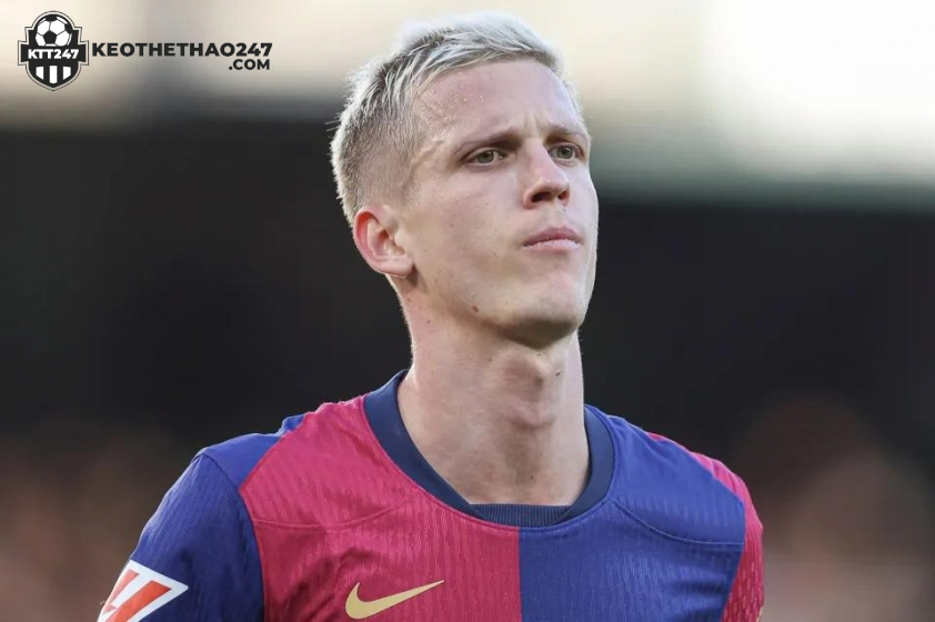 Barca sẽ không có được sự phục vụ của Dani Olmo trong trận đấu tại Cúp C1 gặp Benfica (Ảnh: Getty).