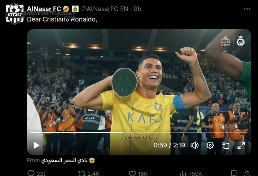 Al Nassr có động thái tri ân Ronaldo (Ảnh: X Al Nassr).