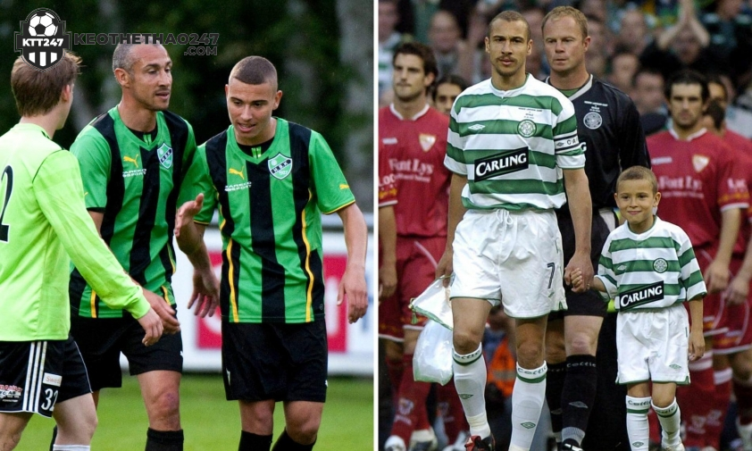 Larsson và con trai Jordan cùng ra sân vào tháng 5 năm 2004. Larsson và con trai Jordan cùng ra sân vào tháng 5 năm 2004.